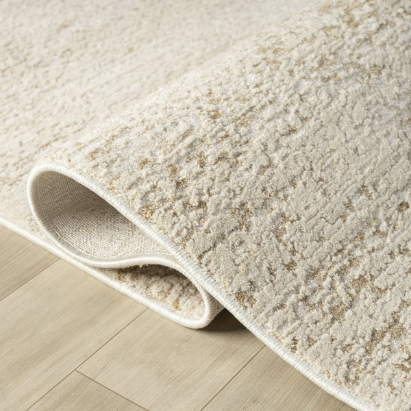 HomeRoots 4' Abstract Area Rug in Beige & Cream - Modern Elegance, Soft Texture, Stain-Resistant, 4' x 5' Size 719115