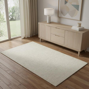HomeRoots 4' X 5' Silver and Cream Abstract Area Rug - Contemporary Elegance for Any Living Space, Durable Design 719116