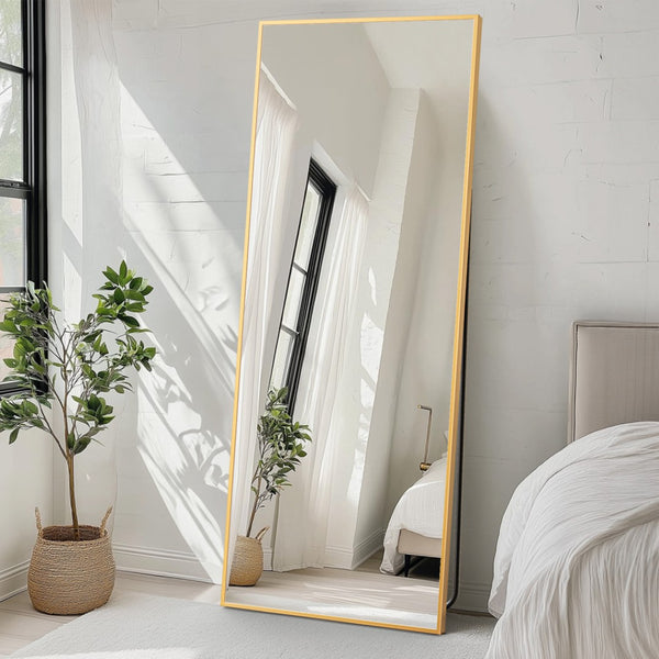 HomeRoots 70" Black Metal Arched Full-Length Mirror - Elegant Wall-Mount or Freestanding Design for Any Space 719121