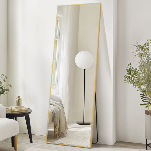 HomeRoots 70" Black Metal Arched Full-Length Mirror - Elegant Wall-Mount or Freestanding Design for Any Space 719121