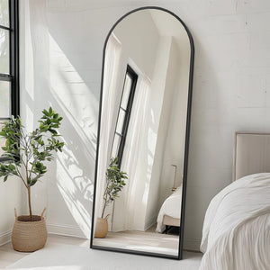 HomeRoots 70" Gold Metal Arch Full-Length Mirror – Freestanding or Wall-Mounted, Modern Elegance for Any Space 719122