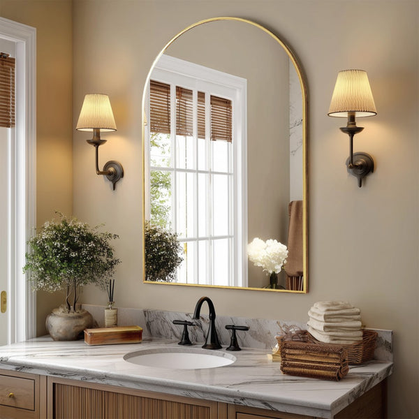 HomeRoots 59" Gold Metal Round Framed Standing Mirror - Elegant Oversized Design with Defogger for Any Space 719129