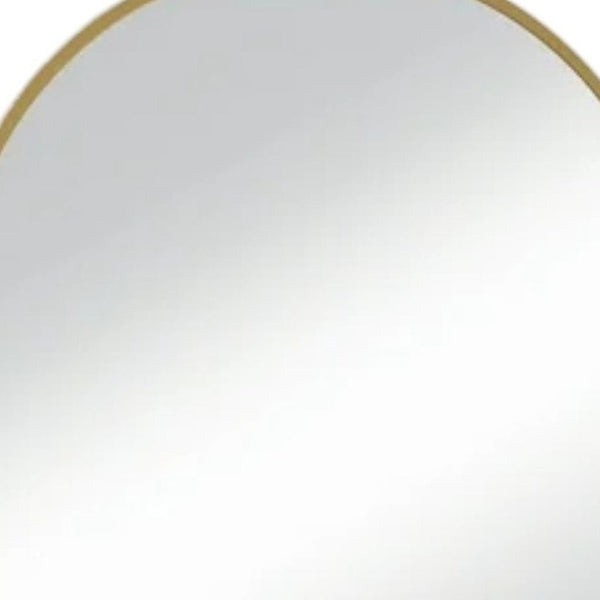 HomeRoots 59" Gold Metal Round Framed Standing Mirror - Elegant Oversized Design with Defogger for Any Space 719129
