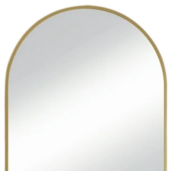 HomeRoots 59" Gold Metal Round Framed Standing Mirror - Elegant Oversized Design with Defogger for Any Space 719129
