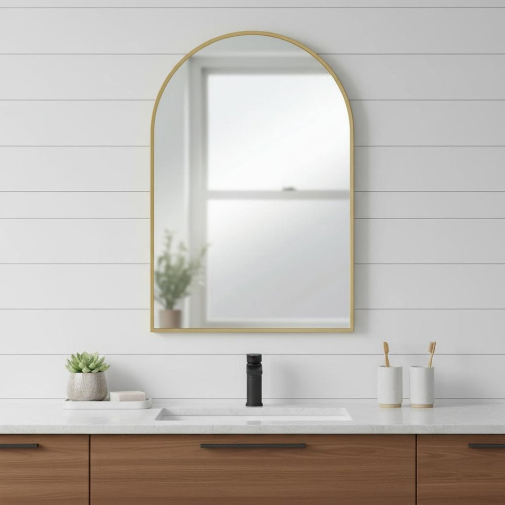HomeRoots 59" Gold Metal Round Framed Standing Mirror - Elegant Oversized Design with Defogger for Any Space 719129