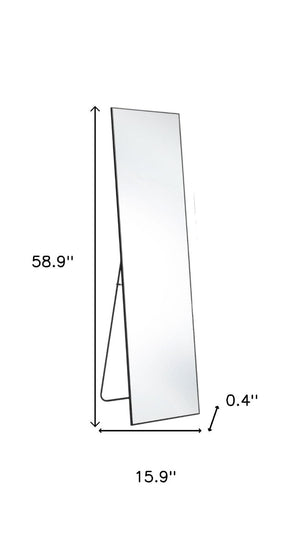 59 Inch Black Metal Frame Full Length Leaning Floor Mirror for Bedroom or Entryway