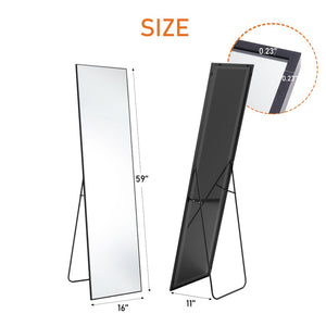 HomeRoots 59" Sleek Black Metal Round Framed Standing Mirror – Modern Design for Stylish Interiors & Versatile Use 719131