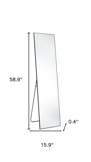 HomeRoots 59" Sleek Black Metal Round Framed Standing Mirror – Modern Design for Stylish Interiors & Versatile Use 719131