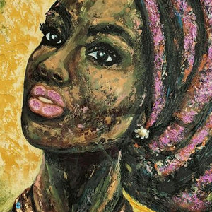 HomeRoots African Portrait II - 30" x 39" Hand-Painted Mixed-Media Artwork in Modern Floater Frame for Unique Spaces 719133