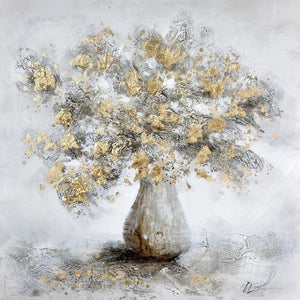 HomeRoots Metallic Abstract Horizon - 59" × 32" Hand-Painted Textured Wall Art with Gold Accents & Frame 719138
