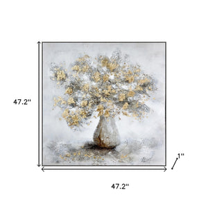 HomeRoots Metallic Abstract Horizon - 59" × 32" Hand-Painted Textured Wall Art with Gold Accents & Frame 719138