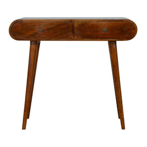 HomeRoots 32" Brown Solid Wood Console Table with Two Drawers - Stylish Mid-Century Design for Any Space 719147