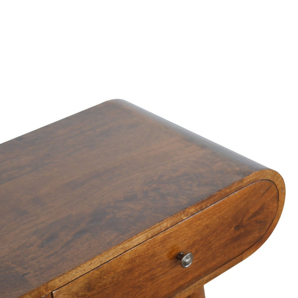 HomeRoots 32" Brown Solid Wood Console Table with Two Drawers - Stylish Mid-Century Design for Any Space 719147
