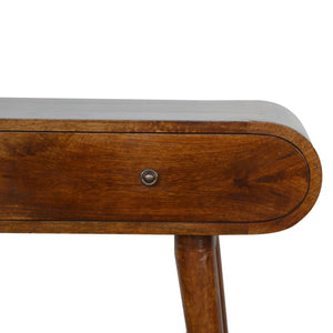 HomeRoots 32" Brown Solid Wood Console Table with Two Drawers - Stylish Mid-Century Design for Any Space 719147
