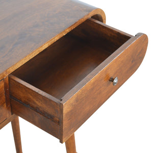 HomeRoots 32" Brown Solid Wood Console Table with Two Drawers - Stylish Mid-Century Design for Any Space 719147