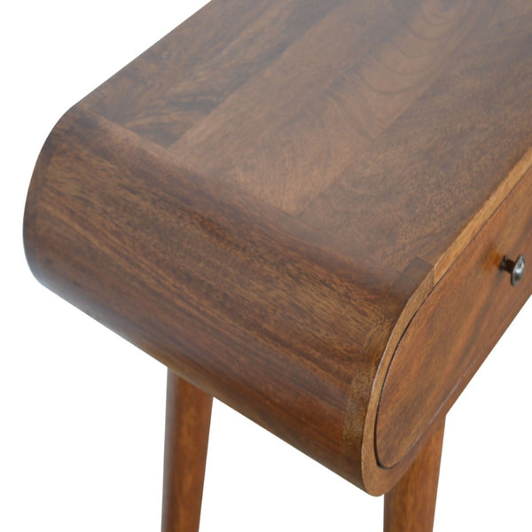 HomeRoots 32" Brown Solid Wood Console Table with Two Drawers - Stylish Mid-Century Design for Any Space 719147