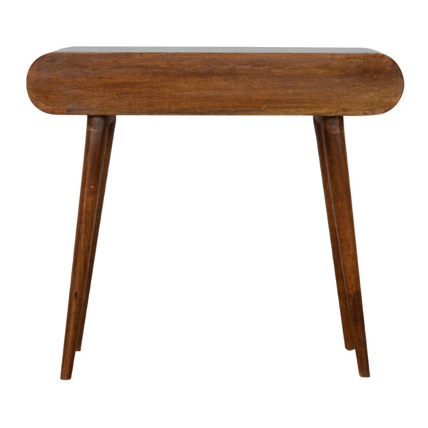 HomeRoots 32" Brown Solid Wood Console Table with Two Drawers - Stylish Mid-Century Design for Any Space 719147