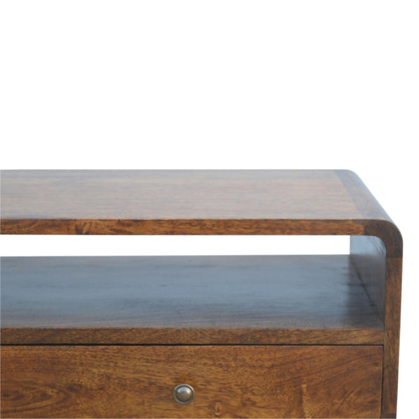 HomeRoots 34" Elegant Brown Solid Wood Console Table with Drawers and Open Shelf for Stylish Storage Solutions 719149