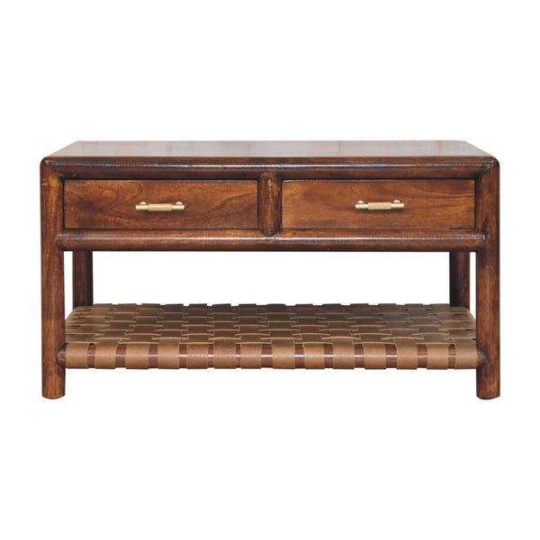 HomeRoots 24" Brown Solid Wood Console Table with Two Drawers – Stylish, Durable Storage for Any Space 719150