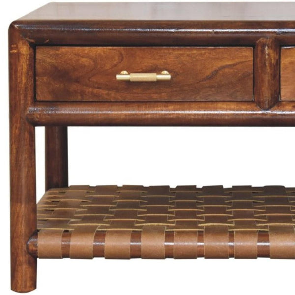 HomeRoots 24" Brown Solid Wood Console Table with Two Drawers – Stylish, Durable Storage for Any Space 719150