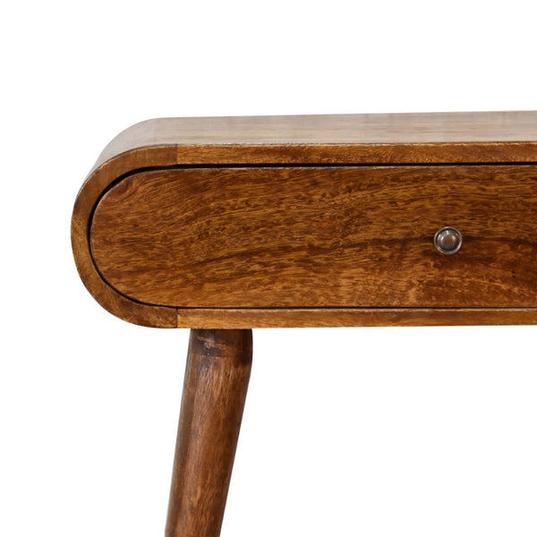 HomeRoots 28" Brown Solid Wood Console Table with Two Drawers - Stylish Storage for Entryway or Living Room 719151