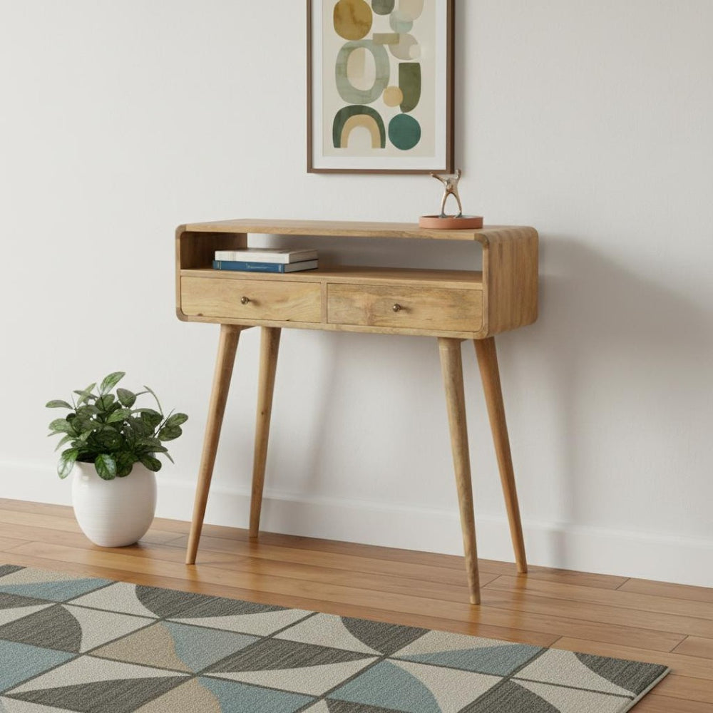 HomeRoots 32" Brown Solid Wood Console Table with Two Drawers - Perfect for Entryways, Living Rooms & More! 719154