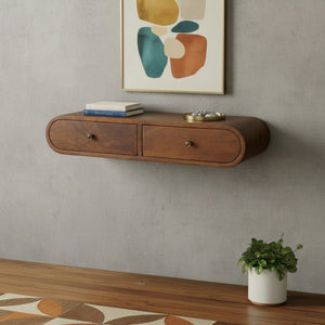 HomeRoots 35" Brown Solid Wood Console Table with Two Drawers & Shelf - Elegant Storage for Every Space! 719155