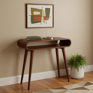 HomeRoots 35" Brown Solid Wood Console Table with 2 Spacious Drawers – Perfect for Entryway & Office Use 719156