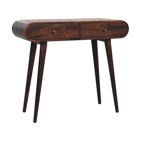 HomeRoots 47" Elegant Brown Solid Wood Console Table with Two Drawers - Mid-Century Style for Every Space 719157