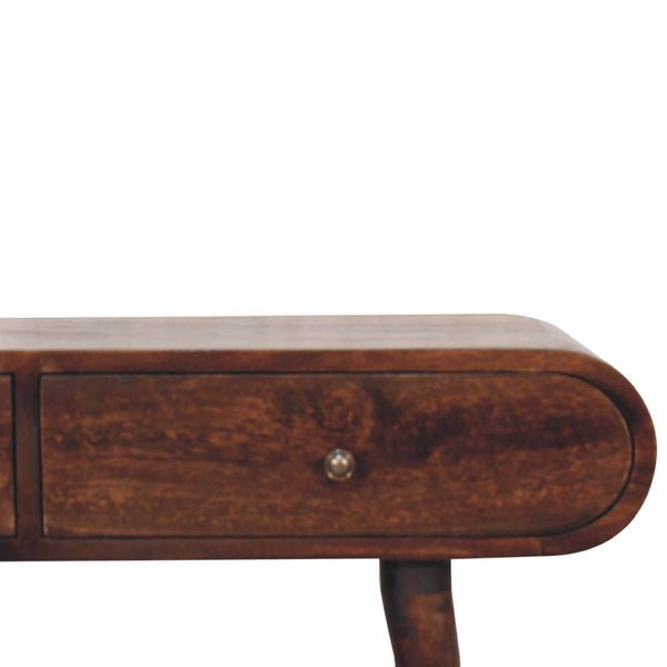 HomeRoots 47" Elegant Brown Solid Wood Console Table with Two Drawers - Mid-Century Style for Every Space 719157