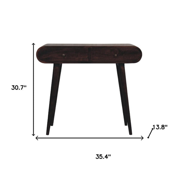 HomeRoots 47" Elegant Brown Solid Wood Console Table with Two Drawers - Mid-Century Style for Every Space 719157