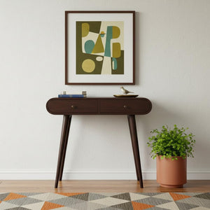 HomeRoots 47" Elegant Brown Solid Wood Console Table with Two Drawers - Mid-Century Style for Every Space 719157