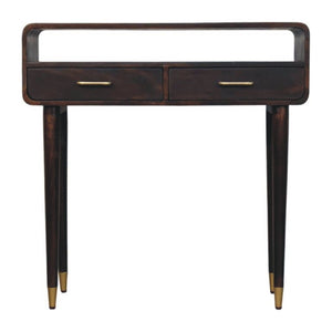 HomeRoots 35" Brown Solid Wood Console Table with Two Drawers - Elegant Mid-Century Design for Any Space 719159