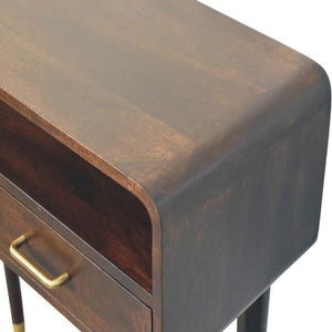 HomeRoots 35" Brown Solid Wood Console Table with Two Drawers - Elegant Mid-Century Design for Any Space 719159