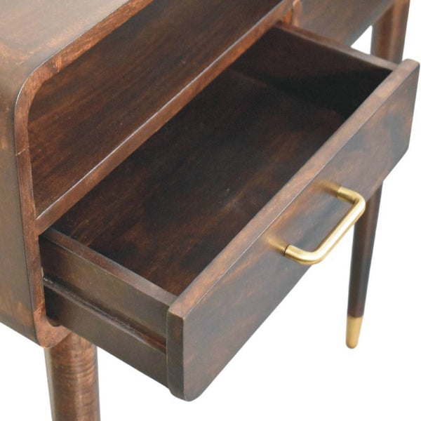 HomeRoots 35" Brown Solid Wood Console Table with Two Drawers - Elegant Mid-Century Design for Any Space 719159