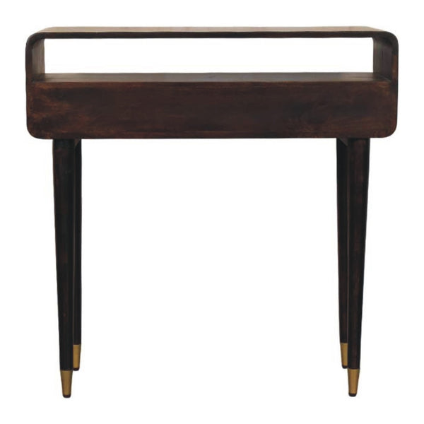 35" Elegant Brown Solid Wood Console Table with Spacious Drawers and Stylish Open Shelf Storage