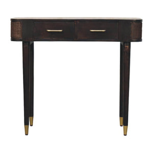 HomeRoots 35" Brown Solid Wood Console Table with Two Drawers – Mid-Century Style for Living Spaces & Storage 719160