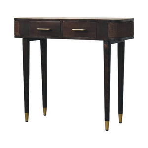 HomeRoots 35" Brown Solid Wood Console Table with Two Drawers – Mid-Century Style for Living Spaces & Storage 719160