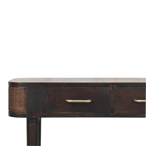 HomeRoots 35" Brown Solid Wood Console Table with Two Drawers – Mid-Century Style for Living Spaces & Storage 719160