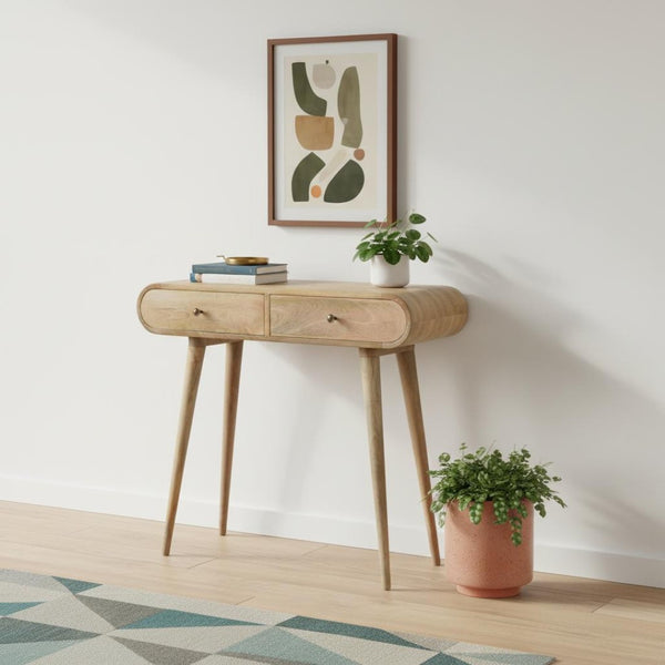 HomeRoots 33" Elegant Brown Solid Wood Console Table with Drawers & Shelf - Perfect for Entryway & Living Room 719161