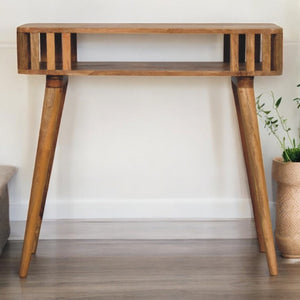 HomeRoots 35" Brown Solid Wood Console Table with Two Drawers & Shelf – Stylish Storage for Any Space 719162