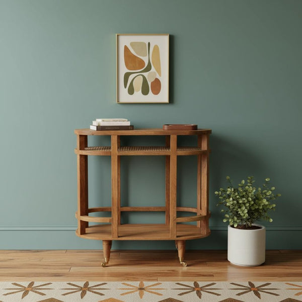 HomeRoots 24" Brown Solid Wood Console Table - Handcrafted, Stylish Storage for Entryway & Living Room Decor 719163