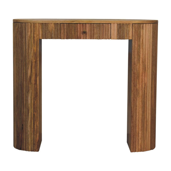 HomeRoots 35" Solid Wood Console Table with Two Drawers & Shelf – Mid-Century Modern Design for Versatile Use 719169