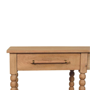 HomeRoots 47" Brown Solid Wood Console Table with Drawers and Shelf - Mid-Century Design for Any Space 719171