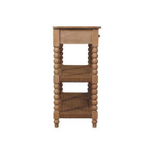 HomeRoots 47" Brown Solid Wood Console Table with Drawers and Shelf - Mid-Century Design for Any Space 719171