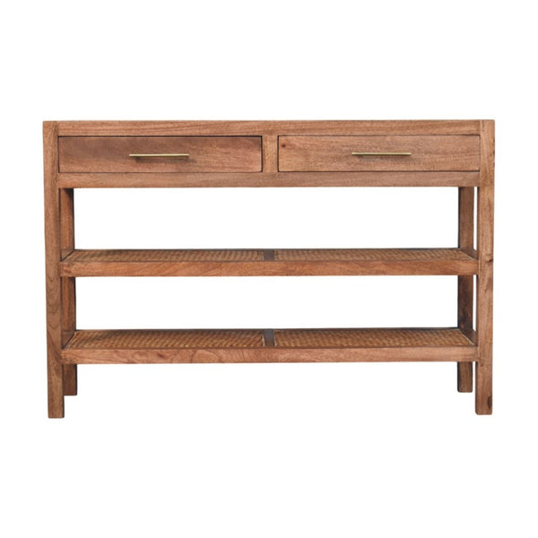 HomeRoots 51" Brown Solid Wood Console Table with Drawers & Shelf – Stylish Entryway or Living Room Storage Solution 719174