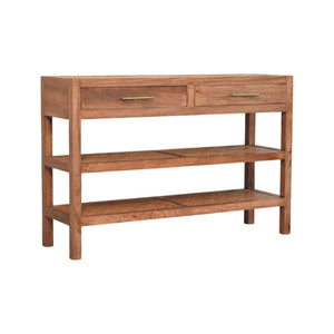 HomeRoots 51" Brown Solid Wood Console Table with Drawers & Shelf – Stylish Entryway or Living Room Storage Solution 719174