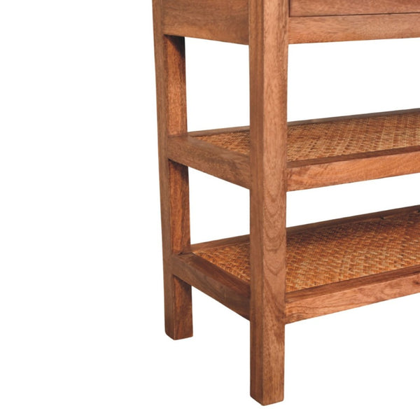 HomeRoots 51" Brown Solid Wood Console Table with Drawers & Shelf – Stylish Entryway or Living Room Storage Solution 719174