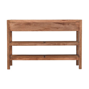 HomeRoots 51" Brown Solid Wood Console Table with Drawers & Shelf – Stylish Entryway or Living Room Storage Solution 719174