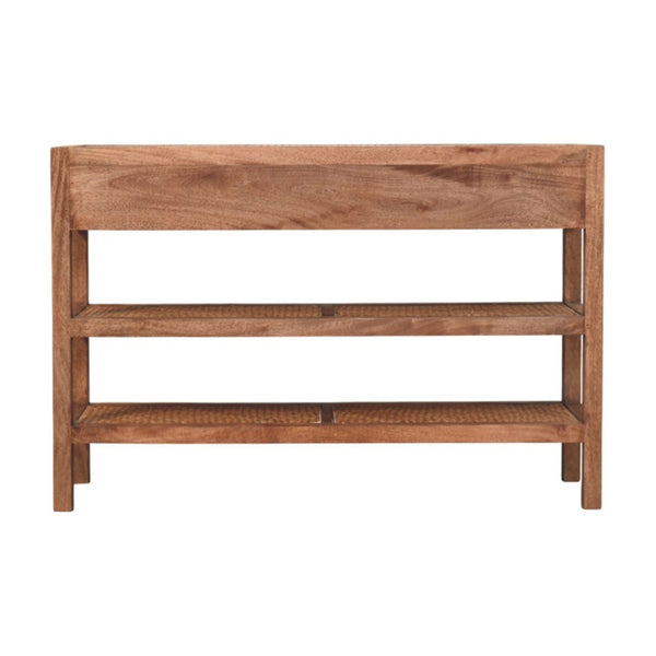 HomeRoots 51" Brown Solid Wood Console Table with Drawers & Shelf – Stylish Entryway or Living Room Storage Solution 719174